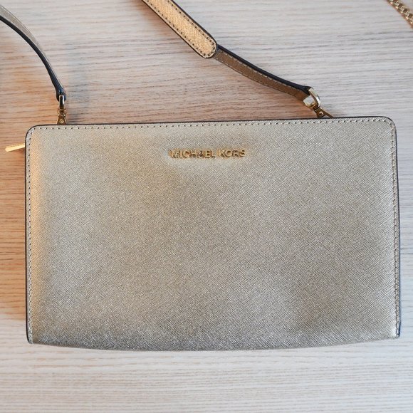 MICHAEL Michael Kors Handbags - Michael Kors Gold Crossbody Satchel Purse Wallet